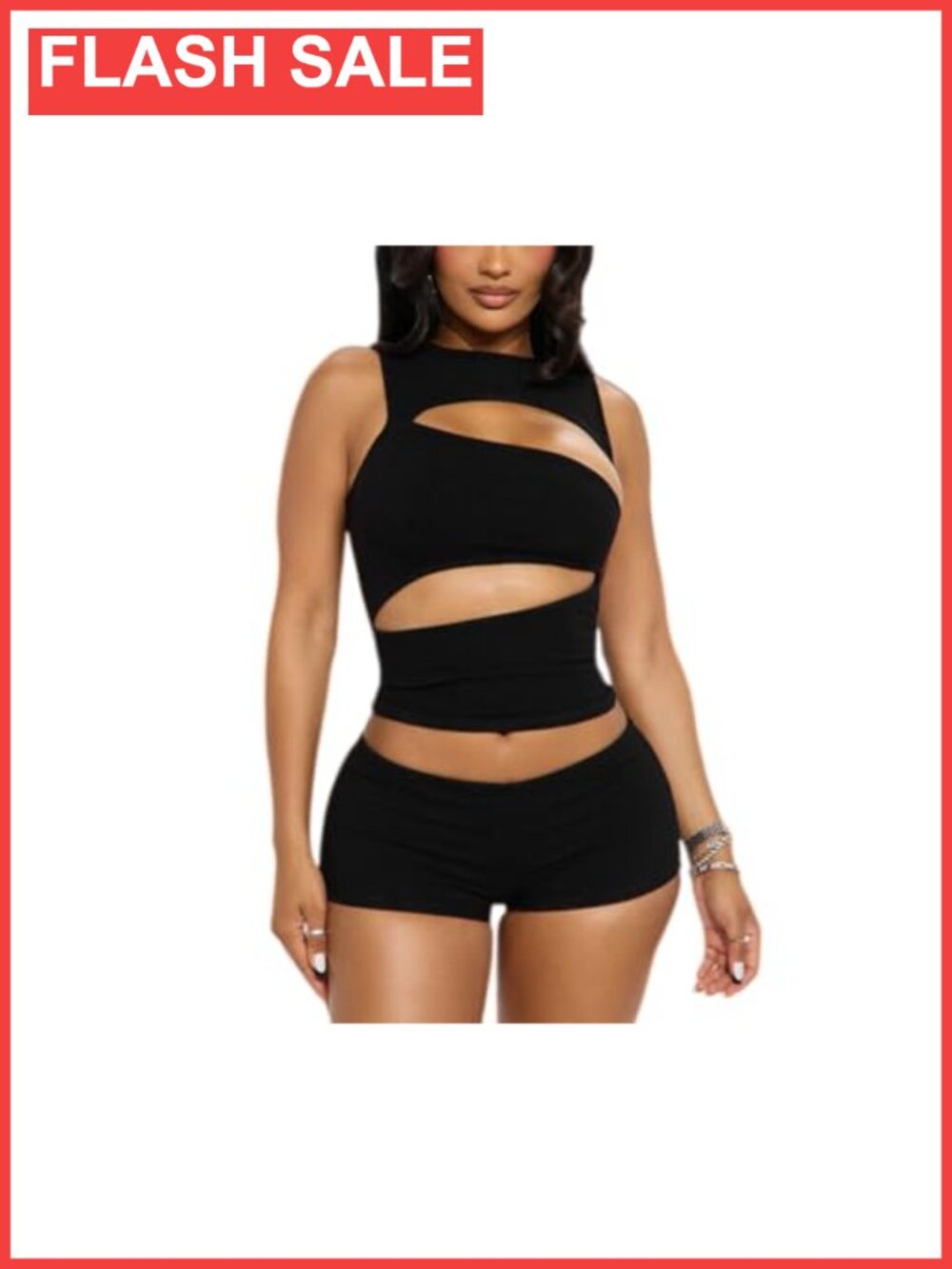 Women's 2-Piece Club Outfit: Sleeveless Crop Top & Mini Shorts Set